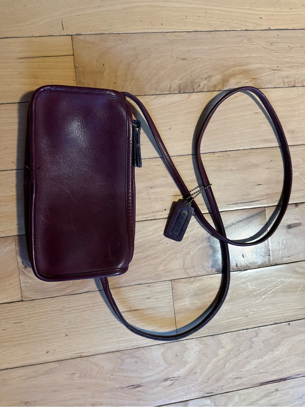 Coach Small Leather Crossbody in Deep Burgundy